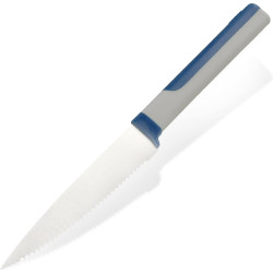 Назъбен кухненски нож Tasty 678242, Мека дръжка, 11.5см, Неръждаема стомана, Син