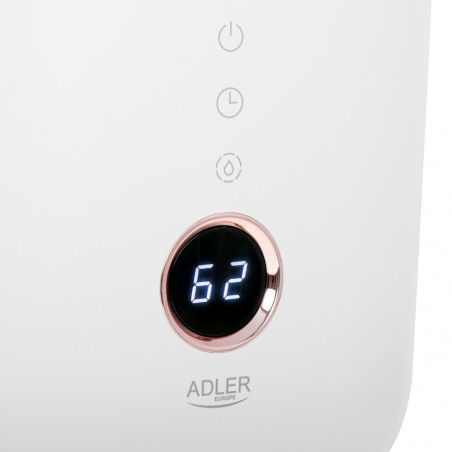 Овлажнител за въздух Adler AD 7972, До 35м2, 4л, 150-300 мл/час, Ултразвук, LED, Влагомер, Таймер, Бял