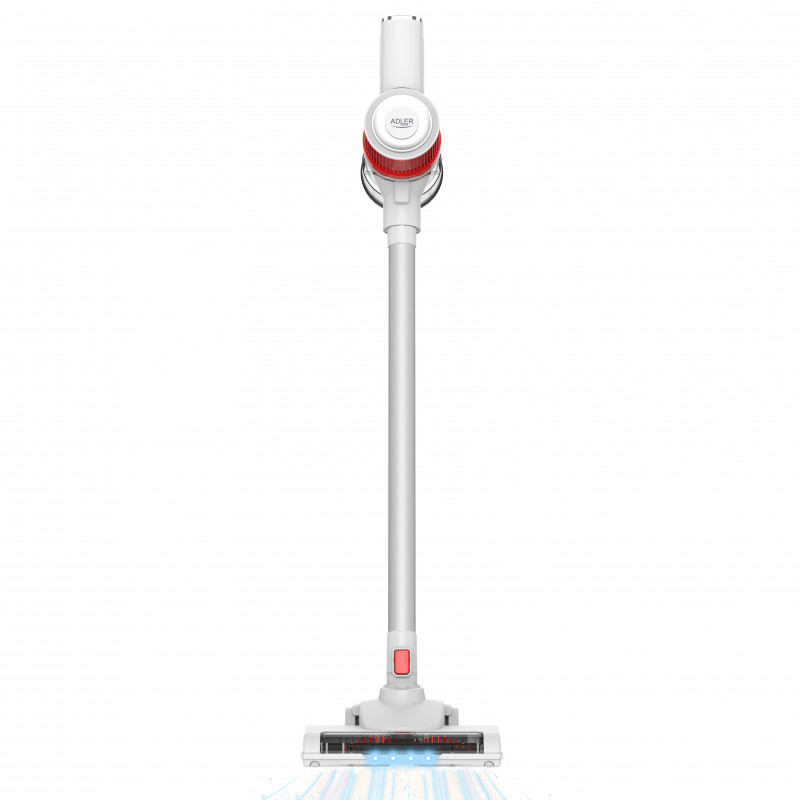 Вертикална прахосмукачка Adler AD 7051, Безжична, 11.7 kPa, 2200 mAh, 600ml, 2 режима на работа, Миещ се филтър, Бял/червен