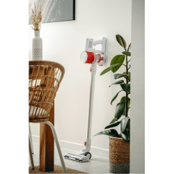 Вертикална прахосмукачка Adler AD 7051, Безжична, 11.7 kPa, 2200 mAh, 600ml, 2 режима на работа, Миещ се филтър, Бял/червен