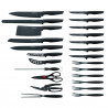 Комплект ножове и прибори за хранене Royalty Line RL-MB24B, 24 части, Антибактериално мраморно покритие, Луксозен дизайн, Черен
