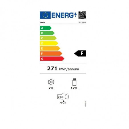 Хладилник за вграждане Tesla RI2500H, 115W, 249Л, Енергиен клас F, LED осветление, Супер замразяване, Бял