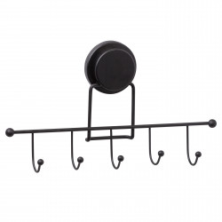 Закачалка за кърпа Metalife MGS-702, 5 куки, 6.5х31.5х17.5 см, Черен