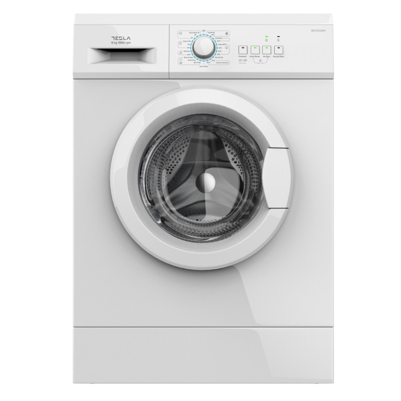 Пералня Tesla WF61033M, 2000W, 6 Kg, Енергиен клас Е, 23 програми, Slim, 1000 rpm, Caмoпoчиcтвaнe, Бял