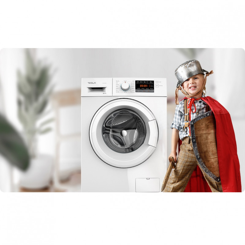 Пералня Tesla WF71490M 2000W, 7 Kg, Енергиен клас B, 16 програми, LED, 1400 rpm, Бял