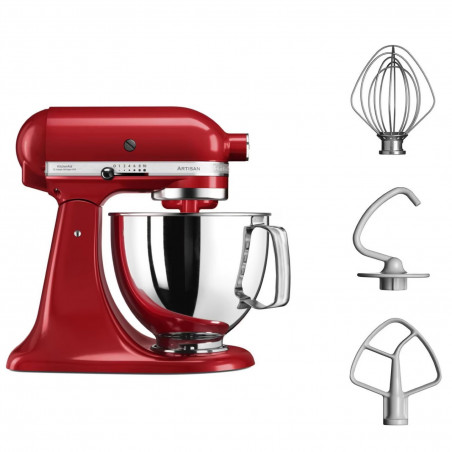 Планетарен миксер KitchenAid Artisan Elegance 5KSM125EER, 300 W, 4.8 л, Direct drive, 10 скорости, Червен