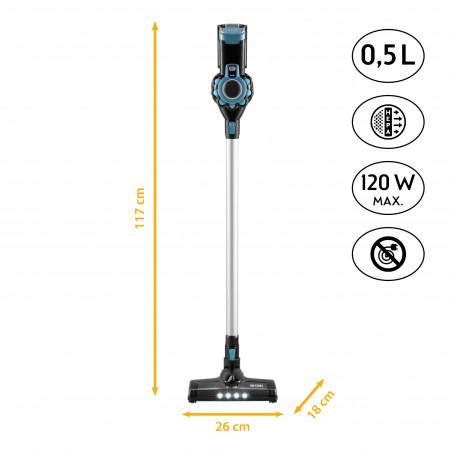 Акумулаторна прахосмукачка 2в1 First Austria FA-5541-4-BL, 500 мл, 22.V, 2200mAh, Зарядна станция, Черен/Син