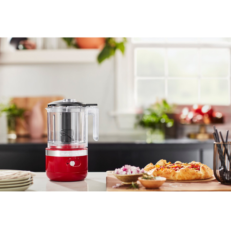 Акумулаторен чопър KitchenAid 5KFCB519EER, 12 V, 1.18 л, 3500 rpm/min, 2 скорости + Pulse, Без BPA, Empire Red