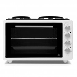 Мини готварска печка Crown CMO-422W, 42 л, 2 котлона, Статична, Механично управление, Бял