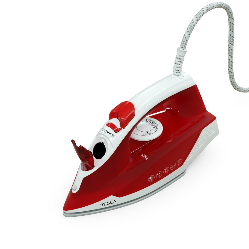 Ютия Tesla IR200R, 2200W, 300 мл, Керамика, 90 гр/мин, Самопочистване, Функция против варовик и прокапване, Червен