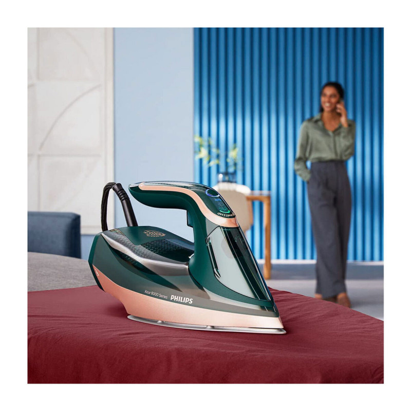 Ютия Philips DST8030/70, 3000W, SteamGlide Elite, OptimalTEMP, Декалциране Quick Calc Release, 55 г/мин, Зелен опал
