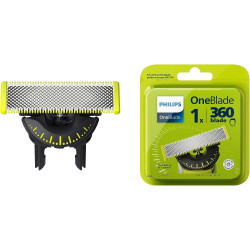 Philips острие OneBlade 360 QP410/50, 360 градусово, Двустранно, Индикатор за смяна, Мокро и сухо, Сив/зелен