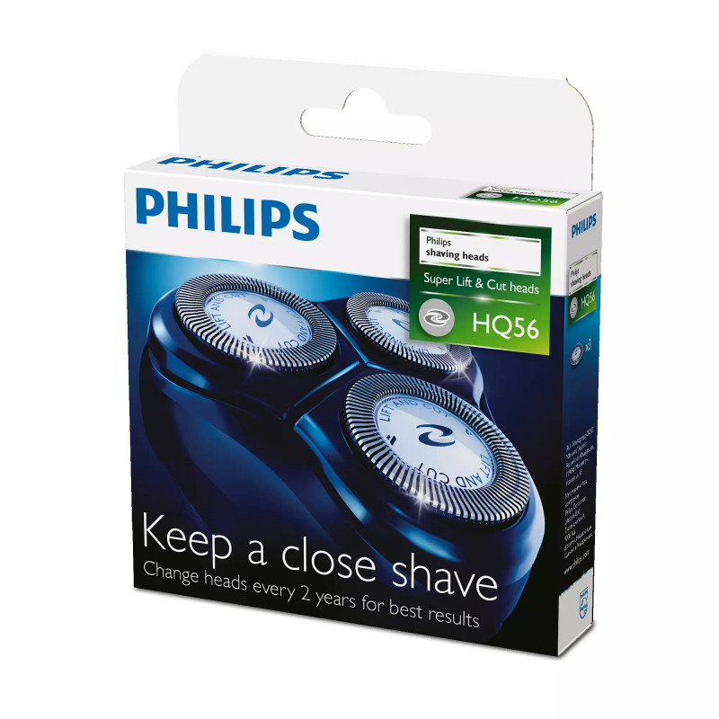 Резервни глави за тример Philips HQ56/50, 3 бр, CloseCut, Инокс
