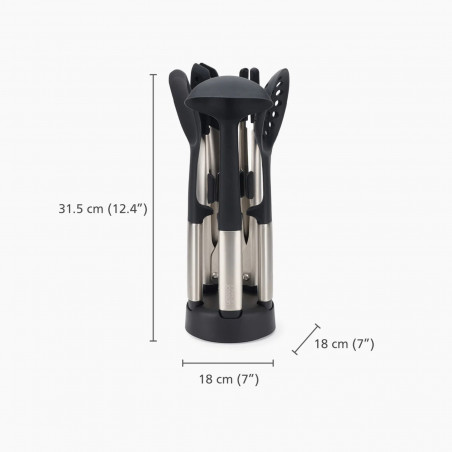 Комплект прибори за готвене Joseph Joseph Elevate 10568, 5 бр, Стойка, Черен/инокс