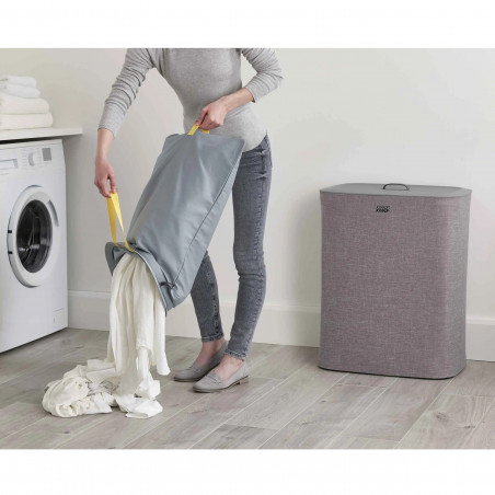 Кош за пране Joseph Joseph Tota 50003, 90 l, Дръжки за пренасяне, 2 разделения, Сив