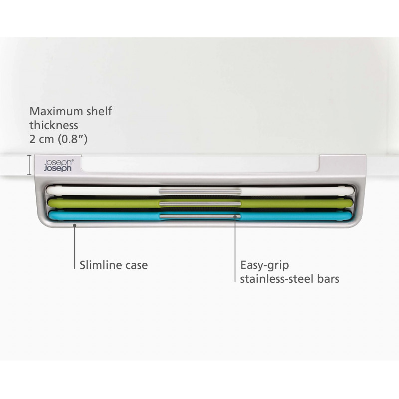 Комплект дъски за рязане Joseph Joseph Folio Slim 60199, 3 бр, 33x24 см, Двустранни, Монтаж под рафт, Сребрист