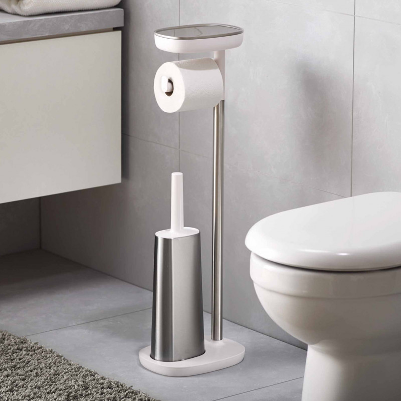 Комбинирана стойка за тоалетна Joseph Joseph EasyStore 70519, 74х23.5х17.5 см, Стомана, Дискретно отделение, Без BPA, Инокс