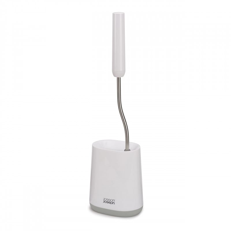 Четка за тоалетна Joseph Joseph Flex 70522, Гъвкава D-образна глава, Бял/сив