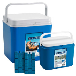 Комплект хладилни кутии + Охладители ATLANTIC, 30+10 литра, Пасивни, Охлаждане, 2 Охладители 400 мл, Без BPA, Син