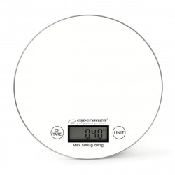 Кухненска везна Esperanza EKS003KW, ТАРА, LCD дисплей, 5 кг, Бял