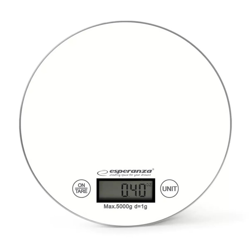 Кухненска везна Esperanza EKS003KW, ТАРА, LCD дисплей, 5 кг, Бял