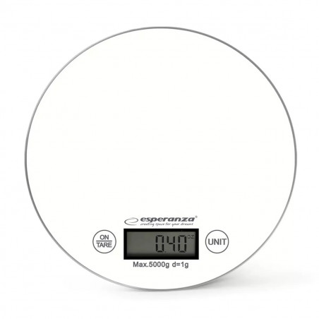 Кухненска везна Esperanza EKS003KW, ТАРА, LCD дисплей, 5 кг, Бял