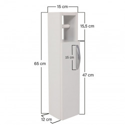 Шкаф за баня с поставка за тоалетна хартия Kalune Design 854KLN4302, 65х15 см, Меламиново покритие, Бял