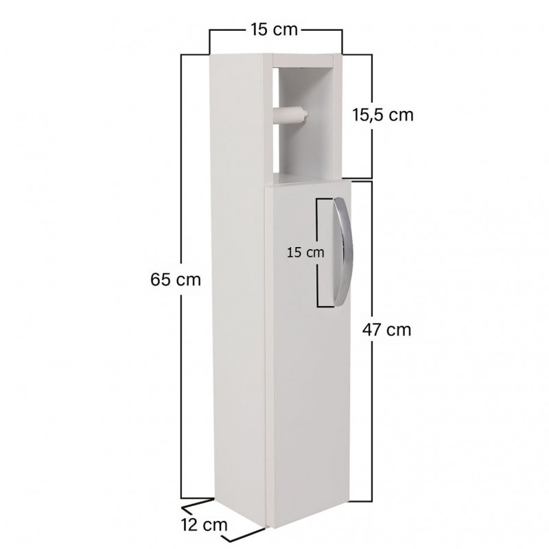 Шкаф за баня с поставка за тоалетна хартия Kalune Design 854KLN4302, 65х15 см, Меламиново покритие, Бял