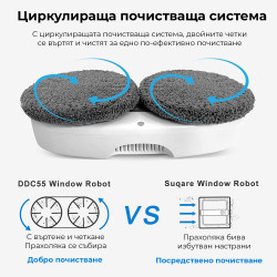Робот за миене на прозорци HUTT DDC5, 120W, 3800Pa, AI сензори, Вграден UPS, Интелигентен алгоритъм, Черен