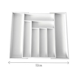 Бамбуков органайзер за прибори Kinghoff KH 1748, Разширяем, Бял