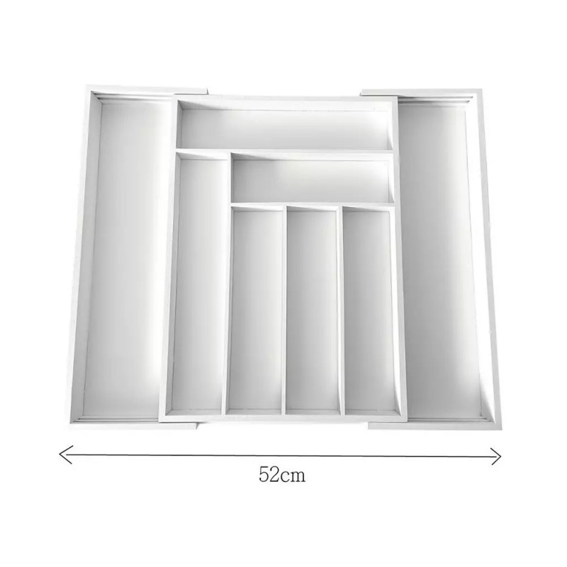 Бамбуков органайзер за прибори Kinghoff KH 1748, Разширяем, Бял