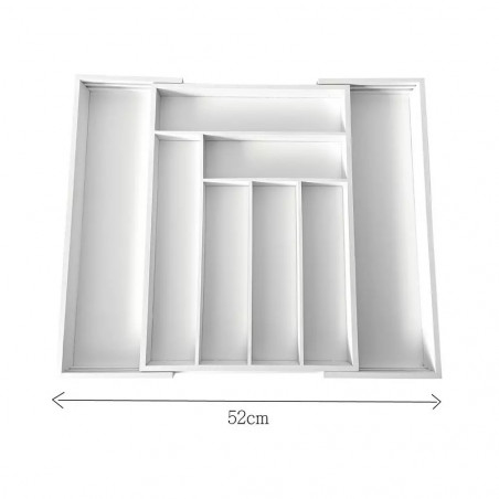 Бамбуков органайзер за прибори Kinghoff KH 1748, Разширяем, Бял