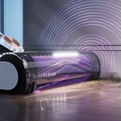 Вертикална прахосмукачка Shark IW3611EU, 240W, 0.4 л, 60 минути автономия, Разпознаване на ръбове и замърсявания, QuadClean, Антиалергеннa, LED, Бял