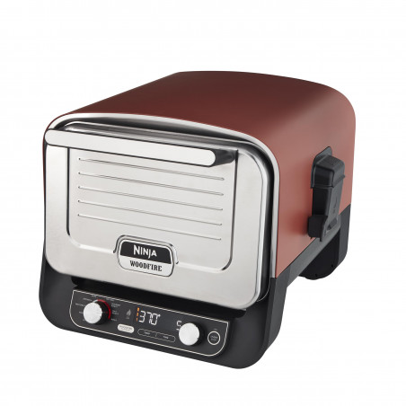 Електрическа фурна Ninja Woodfire OO101EU, 2400W, 8 програми, Таймер, LED дисплей, Автоматично изключване, Червен/Черен