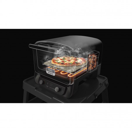 Електрическа фурна Ninja Woodfire OO101EU, 2400W, 8 програми, Таймер, LED дисплей, Автоматично изключване, Червен/Черен