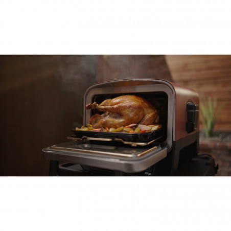 Електрическа фурна Ninja Woodfire OO101EU, 2400W, 8 програми, Таймер, LED дисплей, Автоматично изключване, Червен/Черен