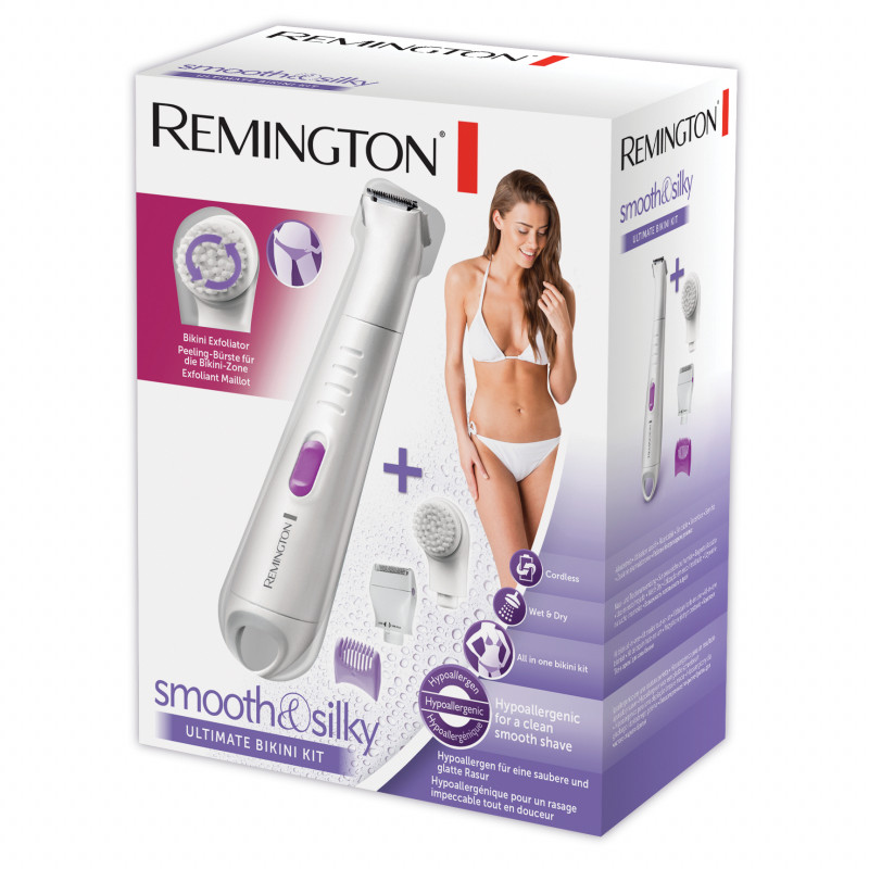 Дамски бикини тример Remington Smooth and Silky WPG4035, 0.00-6 мм, 30 мин работа, 3 приставки, Безжичен, Бял