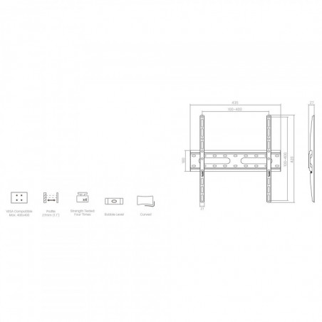Стойка за телевизор Crown WM45K3270FX / KL31-44F, 32-70", До 45 кг, Черен