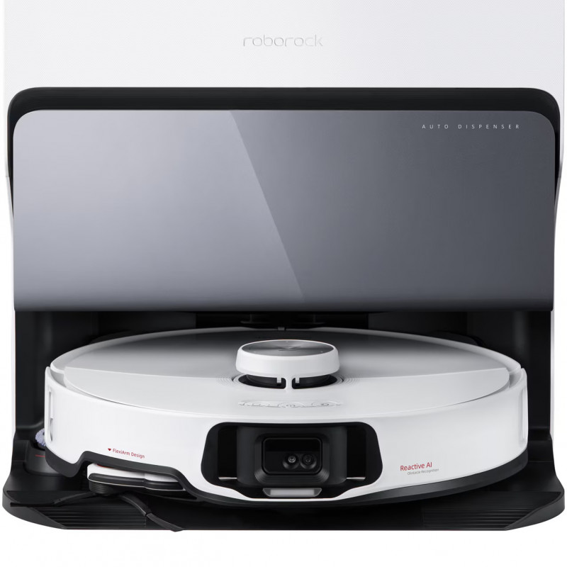 Прахосмукачка робот Roborock S8 MaxV Ultra S8MVU02-00, 69 W, 10000 Pa, Lidar, Wi-Fi, Гласови команди, 5200 mAh, 3D картографиране, Автономия до 180 мин, Бял