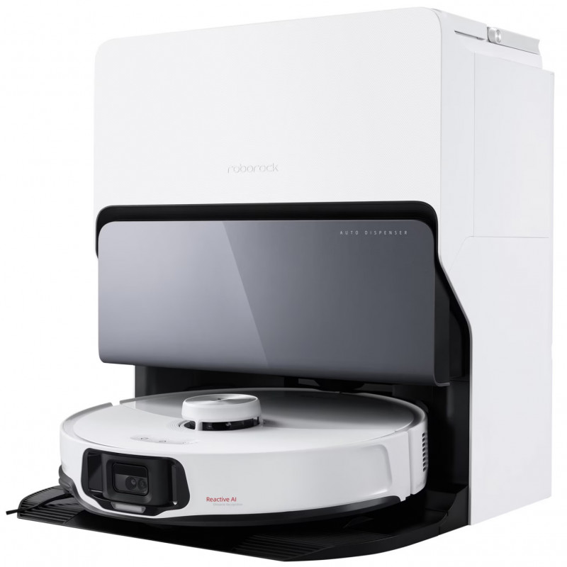 Прахосмукачка робот Roborock S8 MaxV Ultra S8MVU02-00, 69 W, 10000 Pa, Lidar, Wi-Fi, Гласови команди, 5200 mAh, 3D картографиране, Автономия до 180 мин, Бял