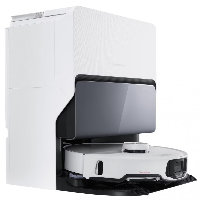 Прахосмукачка робот Roborock S8 MaxV Ultra S8MVU02-00, 69 W, 10000 Pa, Lidar, Wi-Fi, Гласови команди, 5200 mAh, 3D картографиране, Автономия до 180 мин, Бял