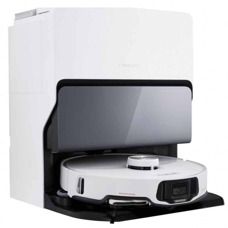 Прахосмукачка робот Roborock S8 MaxV Ultra S8MVU02-00, 69 W, 10000 Pa, Lidar, Wi-Fi, Гласови команди, 5200 mAh, 3D картографиране, Автономия до 180 мин, Бял