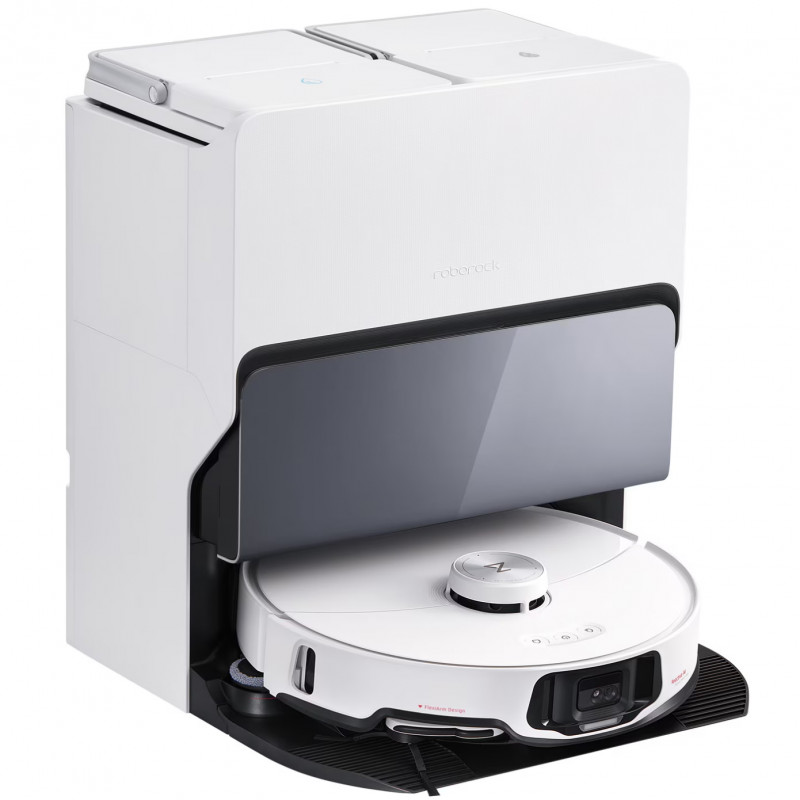 Прахосмукачка робот Roborock S8 MaxV Ultra S8MVU02-00, 69 W, 10000 Pa, Lidar, Wi-Fi, Гласови команди, 5200 mAh, 3D картографиране, Автономия до 180 мин, Бял
