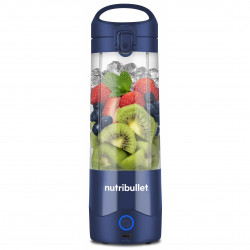 Преносим USB блендер Nutribullet NBP003NBL, 2000 mAh, 475 ml, 4 ножа, Трошене на лед, До 15 цикъла, Син