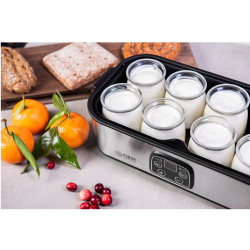 Уред за кисело мляко First Austria FA-5120-2, Дигитален, 8 чаши, 190ml, 30W, Таймер, Инокс/Черен