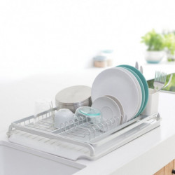 Сушилник за съдове Brabantia Sinkside 1000205, Тава за отцеждане с наклон, Поставка за прибори, Светлосив