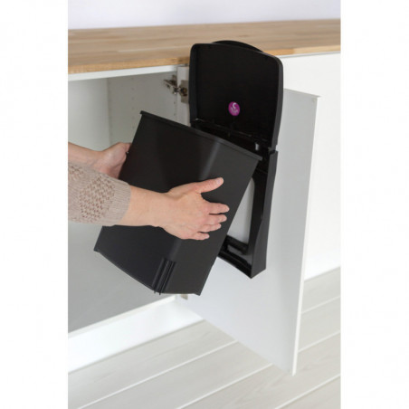 Кош за боклук за вграждане Brabantia Built-In 647043, 10 л, Широк отвор, Лесно почистване, Черен