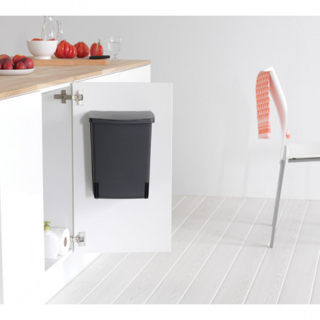 Кош за боклук за вграждане Brabantia Built-In 647043, 10 л, Широк отвор, Лесно почистване, Черен