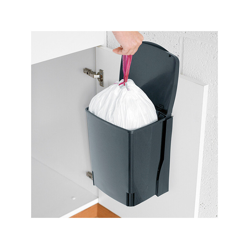Кош за боклук за вграждане Brabantia Built-In 647043, 10 л, Широк отвор, Лесно почистване, Черен