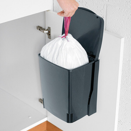 Кош за боклук за вграждане Brabantia Built-In 647043, 10 л, Широк отвор, Лесно почистване, Черен